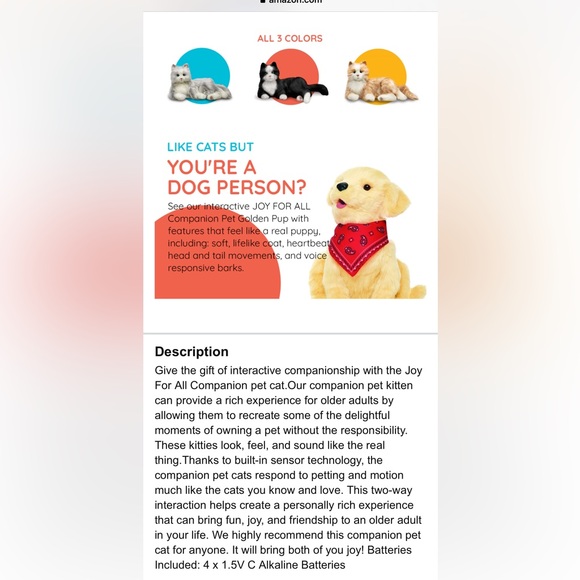 Joy for All companion toy cat - Picture 7 of 9